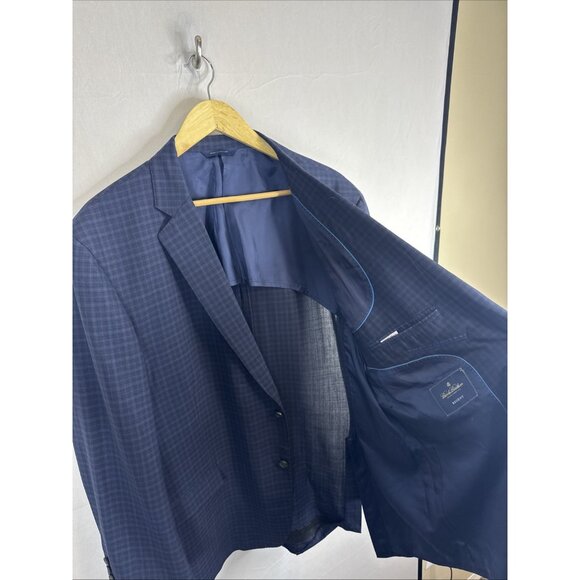 Brooks Brothers Regent 48S Navy Check Wool Blazer Reda Brookscool Stretch Travel - Picture 5 of 10